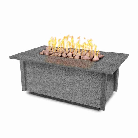 The Outdoor Plus 60 Rectangular Salinas Fire Table, Powder Coated Metal, Match Lit w/Flame Sense, Liq. Propane OPT-SALPC60FSML-SLV-LP